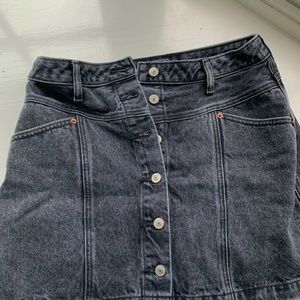 Black Button Down Denim/Jean Skirt